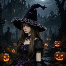 1pc DIY Halloween Lace Witch Party Cosplay New Lolita Magic Hat For Women, Party/Party Decoration, Suitable For Outdoor/Indoor Use - View 9