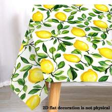 1pc Lemon Floral Tablecloth - Polyester Table Cover, Bright Yellow Lemon With Green Leaf Pattern, Easy Clean Kitchen Dining Room Decor, For Party, Picnic, Home - Lemon Tree Inspired Design, Vibrant Style, Durable Fabric, Event Cloth, Party Tableware - Multicolor - View 3