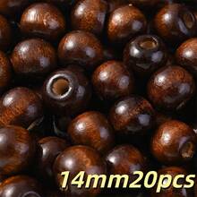 10-300顆 6/8/10/12/14/16/18/20mm 天然原色木製散珠，適用於珠寶手工製作、經典手鍊、項鍊、耳環、DIY鑰匙圈 - 咖啡棕 - 查看 15