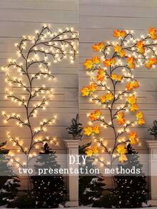 1pc 96 LED Maple Vine Fairy Lights, USB Powered, 8 Lighting Modes, Flexible Maple Leaf String Lights, Autumn Indoor Decoration, Suitable For Living Room And Bedroom, Halloween Party Atmosphere Light - Maple Leaf - View 9