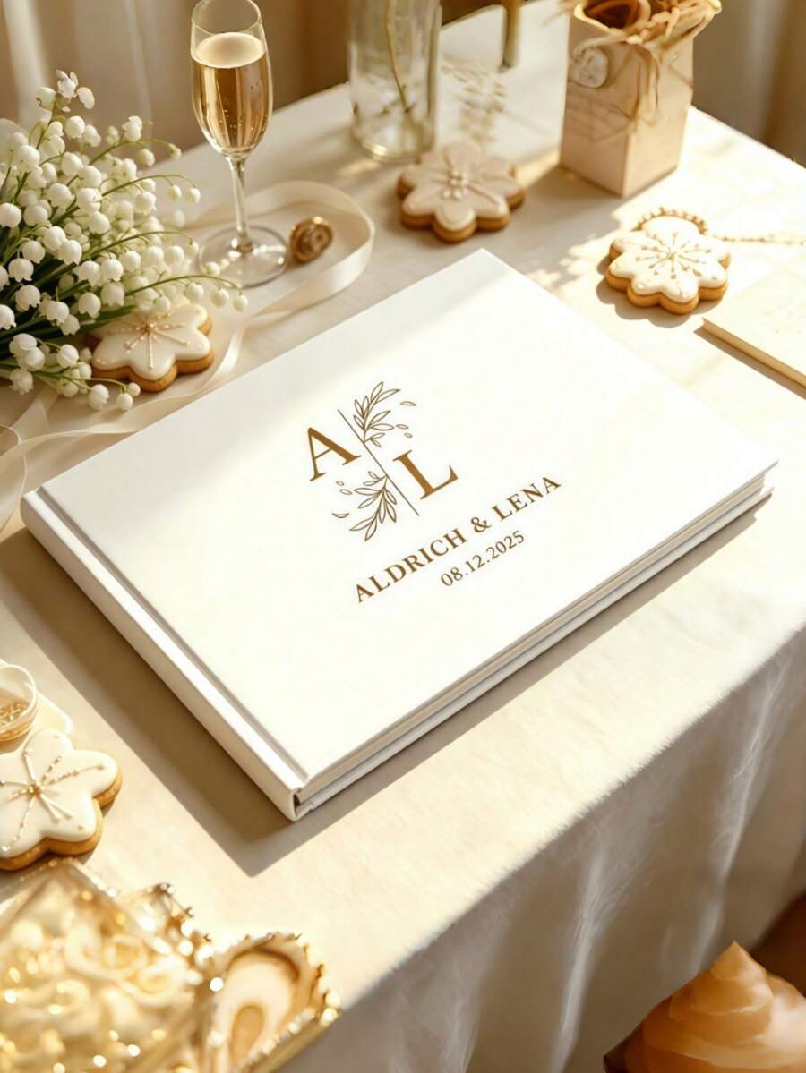 客製化金箔文字婚禮賓客簽名簿 拼貼相簿 簽名本 婚禮紀念冊 新娘婚前派對禮物/單身女派對禮物/裝飾 - 彩色 - 查看 1