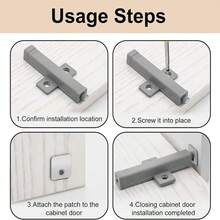 Push To Open Door Catch, Heavy Duty Push Open Door Latch, 40N Spring Release Touch Latch For Handleless Wardrobe Cabinet Cupboard Drawer Closets Magnetic Push To Open Door Damper(6/10 Pcs) - Gray - View 9