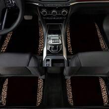 4pcs/2pcs Black Leopard Print Car Floor Mats, Made Of Non-Slip Polyester Fiber, Suitable For The Interiors Of Sedans, SUVs, Trucks And Other Vehicles, Car Accessories. - Floor Mats - View 4