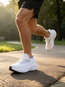 Men's Lightweight Breathable Running Shoes, Anti-Slip Athletic Sneakers - White - View 6
