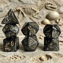 Dinosaur Polyhedral Dice Set, 7 Pieces Acrylic Glitter Role Playing Game Dice With Engraved Dino Footprint And Skeleton Symbols, Multi-Color RPG Dice For Tabletop Board Games, TTRPG, Card Games, Math Teaching, Gift For Gamers And Collectors - Multicolor - View 12