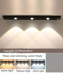 1pc Cat Eye Sensor Cabinet Light, 20/30/40/50cm USB Rechargeable Motion Sensor Light, LED Light Strip, Dimmable 3-Color Options, Suitable For Kitchen, Wardrobe, Cabinet, Bedroom, Hallway - Multicolor - View 16