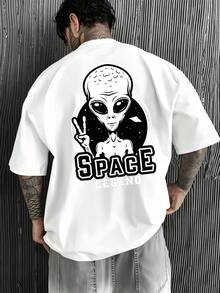 T-shirt unisexe imprimé, imprimé au dos, col rond, tailles S-XXXL, adapté à toutes les saisons. - Blanc - Voir 1