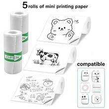 5/10/20 Rolls White Self-Adhesive Paper, Suitable For Portable High-Definition Photo Printer, Can Print Study Notes, Work, Photos, Images And Memos, Mini Printing Paper, 57mm, School Supplies, Back To School Season - Multicolor - View 4