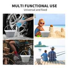 1 Portable Folding Bucket, Plastic Silicone Car Wash Bucket, Large Capacity Fishing Bucket, Household Water Storage Bucket, Watering Bucket - Grey - View 7