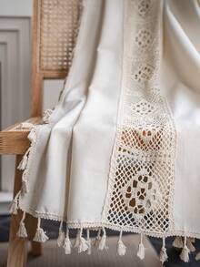 Bubaba Boho Lace Cotton Polyester Curtains With Tassel Fringe, Vintage Cream Crochet Window Drapes For Living Room, Bedroom & Farmhouse Home Decor - Beige - View 4