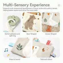 2Pcs Baby Sensory Toy Set Bee Teething Rattle Bear Goose Crinkle Security Lovey Blanket Soft Plush Infant Teether Toy For Newborn Shower Gift - Multicolor - View 2