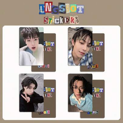 4pcs L/NGSHOT Lobster Shot Callers Album Photocards, Signed Cards, Merchandise Cards, Stickers, Book Bonus Cards, K-Pop Fan Support Merchandise, Featuring OHYUL, RYUL, WOOJIN, LOUIS, Multiple Album Looks, High-Definition Printing Collectible Photocards, Suitable For Card Album Storage, Scrapbook Decoration, Photo Frame Display, Birthday Holiday Gifts, Fan Collection Exchange, Back To School Season Must-Haves