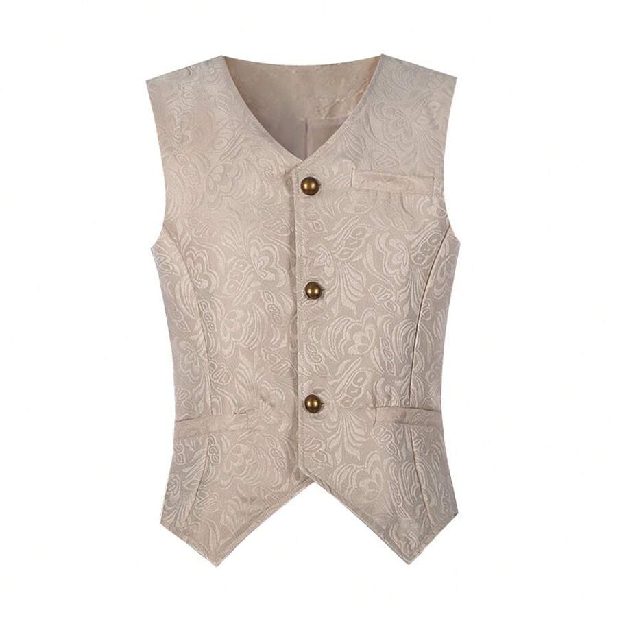 Vestes d'extérieur pour hommes - Gilet court jacquard blanc - View 1
