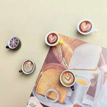 5/10pcs Mini Latte Art Coffee Fridge Magnets, Creative Resin Magnetic Memo Clips, Miniature Food DIY, Suitable For Kitchen, Pegboard, Office, Storage Cabinet, Dishwasher, Coffee Machine Multi-Scene Decoration, Christmas, Valentine's Day - Latte Art Coffee - View 7