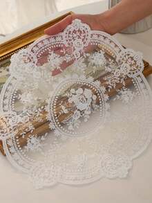 1/10pcs Hollow Vintage Lace Tablecloth With Crochet Floral Pattern - Perfect For Heat Resistance, Air Fryer Dust Cover And Home Decor Bohemian Lace Tablecloth Placemats - Multicolor - View 3