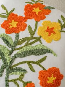 1 pieza Funda de almohada decorativa de estilo moderno y pastoral con bordado de girasol y flores en color púrpura, suave y lavable a máquina, adecuada para sofá, dormitorio, sala de estar y decoración del hogar - Cosmos naranja retro - Ver 8