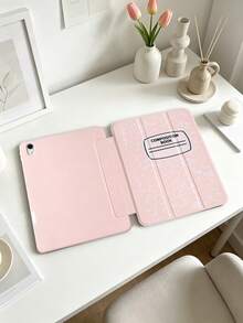 極簡筆記本粉色手繪筆槽保護殼，適用於 iPad Mini 6/Mini 7/9.7/10.2/10.5/Air 4/Air 5/10th/10.9/Pro 11"/Air 11(M2)/12.9/Pro 11 2024(M4)/Air 13(M3 2025)/Air 11-Inch(M3) 2025/(A16) 11 Inch 11th Generation 2025，9.7 和 10.2 為左側筆槽，其餘機型為右側筆槽，三折平板保護殼，TPU 軟邊全包防摔耐磨，蜂巢散熱，磁吸休眠，內置筆槽，不含筆 - 粉色 - 查看 5