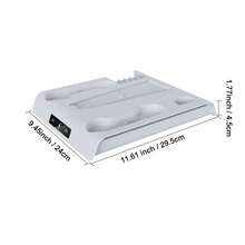 A Multi-Functional Charging And Cooling Stand For PlayStation 5 Slim (Compatible With Digital And Optical Versions), Featuring A Cooling Fan And A Controller Charger. The Base Has A Slot For Storing 5 Game Discs. - 白色 - 查看 9
