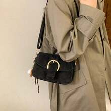 Simple Retro Niche Design Armpit Bag Popular Shoulder Small Square Bag - 卡其色 - 查看 3