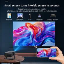 AOC Android 智慧投影機，雙頻 WiFi 2.4G/5G，原生 720P 迷你投影機，支援 4K 解碼，4 點梯形校正，可攜式家用劇院投影機，適用電影、遊戲、戶外露營 - 查看 8
