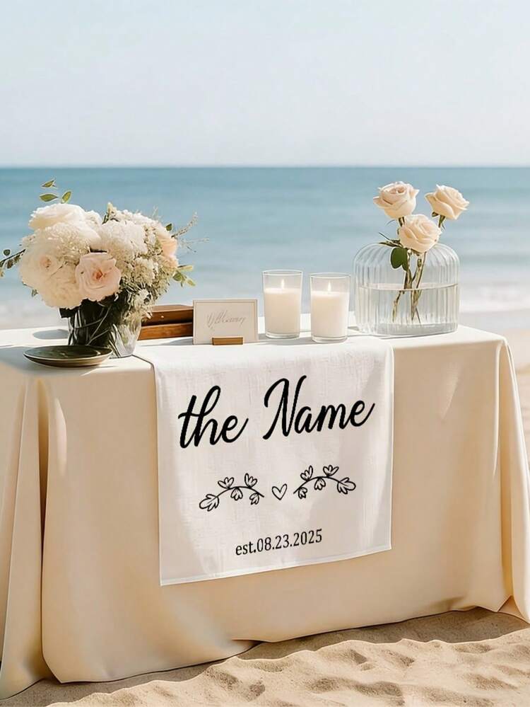 Custom Table Runner Personalized Monogram Initial And Date Design, For Graduation Feast, Gift Table And Decoration, Add Your Text For Birthday, Anniversary Or Holiday Gatherings - Multicolor - View 7