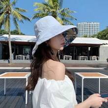 1件新款女款可反穿漁夫帽，夏季雙面寬帽簷防曬遮陽帽，面部遮蓋防曬帽 - 多色 - 查看 6