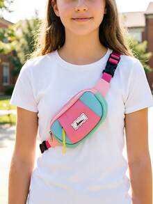 1pc Fashion Waist Bag, Color Block Chest Bag, One Shoulder Crossbody Bag For Teenagers, Storage Bag, Multi-Functional Chest Bag, Mini Coin Purse, Sports Crossbody Bag, Toy Bag, Multi-Purpose Storage Bag, Travel Bag - Multicolor - View 4