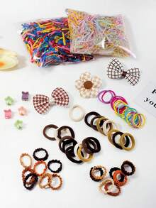 5/12/100/831pcs Multi-Color Value Hair Accessories Set For Kids, Beautiful Bows And Flower Hair Clips, Various Braided Hair Ties And Rubber Bands For Kids Daily Wear, Outings Or Parties - Multicolor - View 7