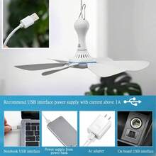 USB Hanging Fan DC 5V Air Circulation Fan 6 Detachable Blades Portable Hanging Fan Camping Fan Suitable For RV And Home - White - View 5
