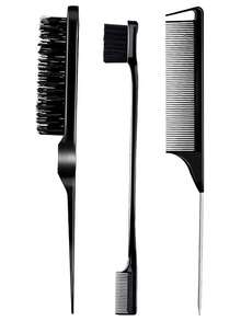 Hair Comb Set Options, Professional Salon Hairdressing Tool Set, For Detangling, Adding Volume And Sectioning, Edge Control Hair Comb Set - Multicolor - View 9