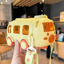 500ml 公車造型水壺，附吸管與肩帶，可拆卸車用杯，兒童防漏材質幼兒上學水壺 - 彩色 - 查看 12