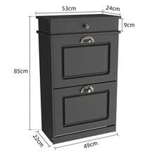 Schuhschrank für den Eingangsbereich – Lackierter Schuhschrank – Doppelschubladen mit großer Lagerkapazität – Stabile Struktur – Humanisierte Griffe – Schlichtes Design – 82 x 52 x 23 cm - Schwarz - Übersicht 9