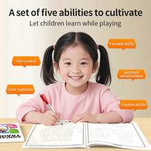 1pc Children's Magic Line Focus & Attention Training Maze Connect-The-Dots Introductory Thinking & Intelligence Development Educational Challenge Game, Pre-Writing Practice Workbook With Common Vocabulary, Suitable For Kindergarten And Children Aged 3+ - Multicolor - View 2