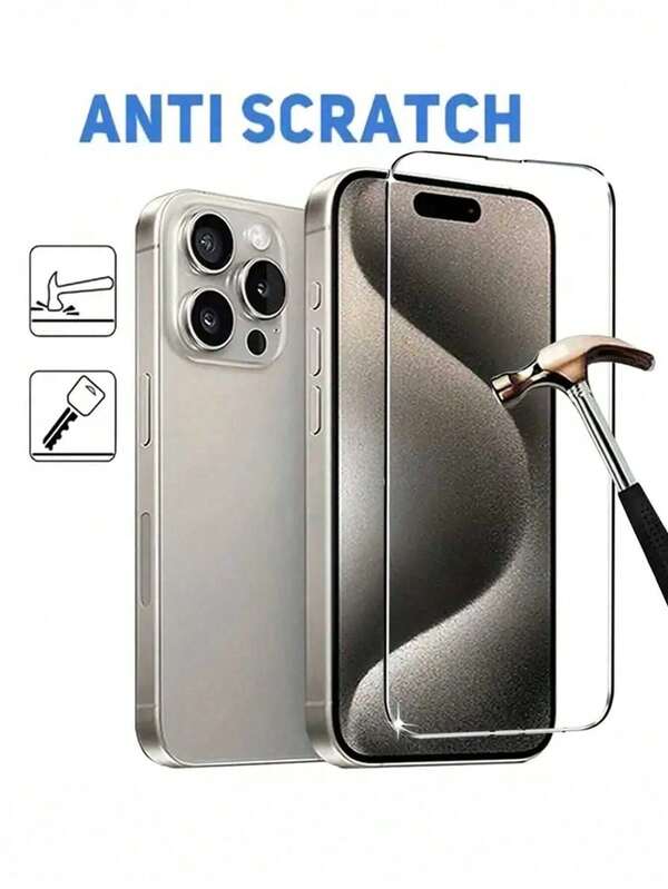 1 pieza Protector de pantalla de vidrio templado, compatible con iPhone 17/16e/15/14/13/12/11 Pro Max/14/15/16 Plus