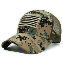 1pc Camouflage Patch National Flag Embroidered Baseball Cap, Spring/Summer Mesh Hat, Men's Outdoor Hook And Loop Baseball Cap - A - View 2