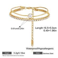 S SHOPBOHO 1 Set 3-Layer Stackable Single Diamond Snake Bone Chain Light Luxury Niche Thin Bracelet Waterproof Stainless Steel Jewelry - Multi-layered Thin Bracelet - View 6