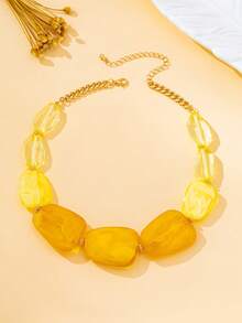 1pc Women's Fashion Beaded Necklace, Bohemian Style Colorful Beaded Necklace, Suitable For Daily Wear, Vacation And Gift Giving - Yellow - View 6