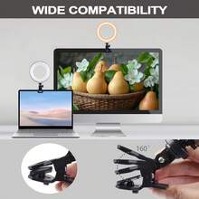 Juego de luz anular LED alimentado por USB con control remoto, luz anular ajustable para grabación de video, transmisión en vivo, reuniones en línea, trabajo remoto, maquillaje, selfie y creación de contenido, incluye soporte estable y soporte para teléfono, iluminación portátil para oficina en casa y estudio - Anillo de luz de 6 pulgadas + clip - Ver 9