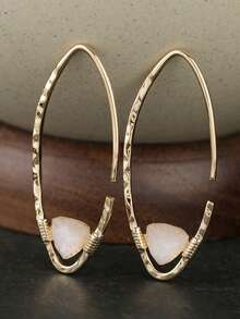 DIYCCPC Pendientes de aro abierto minimalistas para mujeres, diseño de alambre de metal geométrico, adecuados para uso diario y citas - Dorado - Ver 8