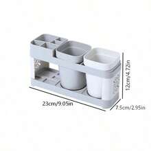 Juego de accesorios de baño creativo para parejas, soporte para cepillo de dientes con taza de enjuague, estante de almacenamiento para pasta de dientes y taza de enjuague bucal - Multicolor - Ver 2