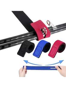 5 piezas de correas de amarre para cañas de pescar reforzadas, correas de sujeción con cierre de gancho y bucle, amarres elásticos para cañas de señuelos con cinta mágica, cuerdas de fijación para accesorios de pesca al aire libre, accesorios duraderos de almacenamiento de equipo de pesca para asegurar cañas de pescar - Multicolor - Ver 1