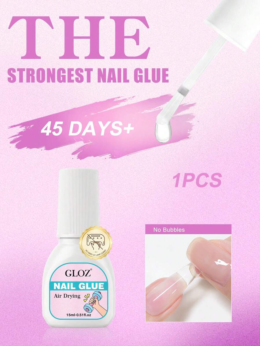 GLOZ 15ml 1件/2件/3件/4件/5件/6件裝指甲膠，超強力快乾持久，易於使用，適用於壓克力指甲與指甲貼片，快速修復指甲，指甲護理與強化，無需UV燈