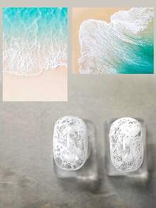 HEFENNA 1pc White Sea Wave Bubble Gel Polish For Quick Marble-Effect Blending. - Multicolor - View 3