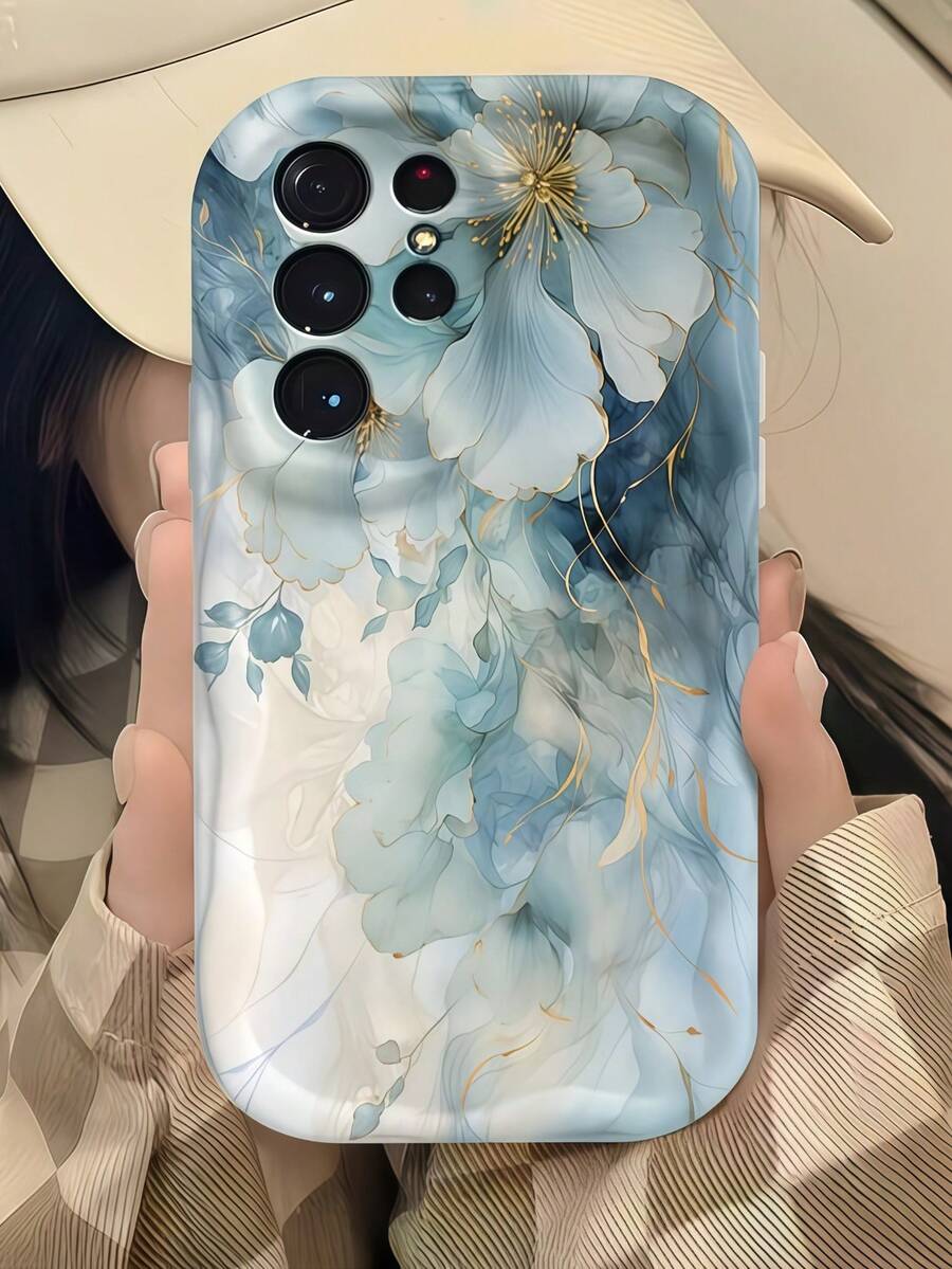 1件奶油多巴胺波浪荷葉邊軟TPU紋理創意個性化全螢幕漸層大理石紋手機殼,適用於Galaxy S21 S22 S23 S24 S25 S26/Honor及其他機型 - 無色 - 查看 1