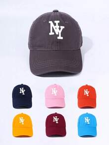 1pc Vintage NY Letter Print Baseball Cap, Unisex Versatile Soft Top Sun Protection Baseball Cap - Embroidery NY - View 16