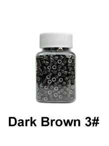 100 piezas Kit de herramientas para extensiones de cabello, anillos micro de color negro, marrón oscuro, marrón claro, dorado, 1 pieza alicates para micro perlas, 1 pieza aguja enhebrador - Multicolor - Ver 16