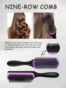12PCS Universal Hairstyle Comb Set: Curling Comb, Nine-Row Nylon Pad Comb, Transparent Spray Bottle, Fluffy Comb, Edge Comb, Crocodile Hair Clips - Multicolor - View 6