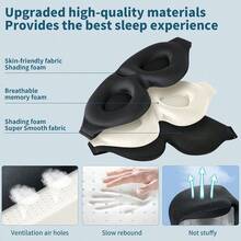 Unisex 3D Contoured Sleep Mask, Groove Molded Design Memory Foam Light Blocking Eyemask, Soft Comfortable For Travel Yoga Nap - Multicolor - View 7