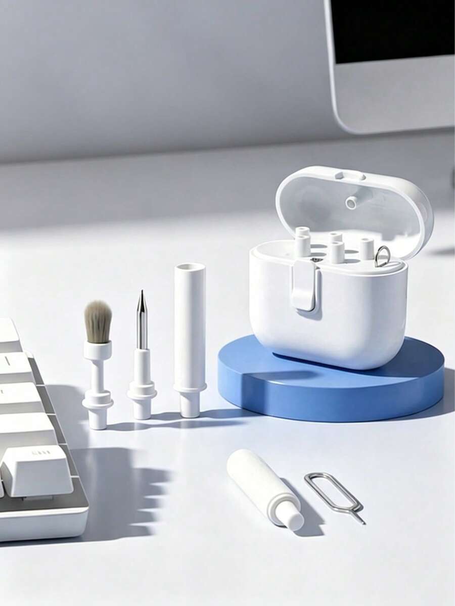6合1有線或無線耳機清潔套件，附耐用刷筆，適用於電腦與手機，電子產品除塵有效，日常與旅行必備維護工具