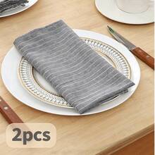 1/2/6pcs Ins Style Minimalist British Style Solid Color Fine Striped Fabric Placemats Napkins Decorative Pads For Kitchen Living Room, Suitable For Festivals And Weddings - Multicolor - View 14